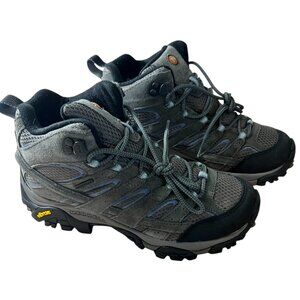 MERRELL WOMENS J06054 MOAB-2-MID WATERPROOF HIKING SHOES GRANITE/BLUE SIZE 8